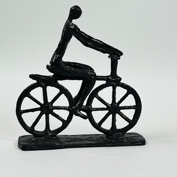 Handmade Metal Cyclist Sculpture - Picture 3 of 7